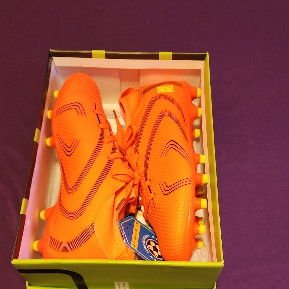 Kids Orange Soccer Cleats
